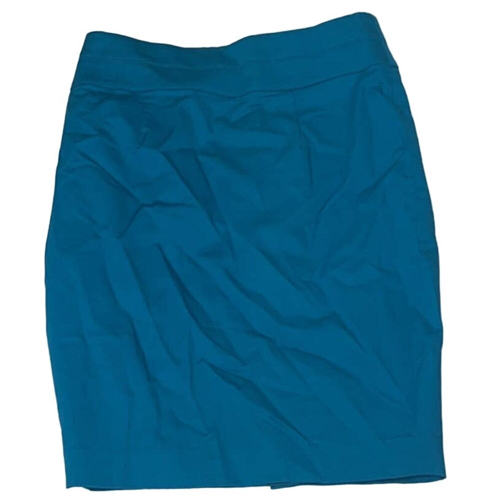 Women's Bebe Blue Pencil Skirt Size 4 Cotton Blend Good Condition